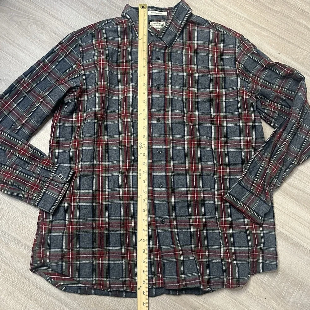 LL Bean Chamois Shirt Men XL Plaid Heavy Button‎ Up Flannel Traditional Fit